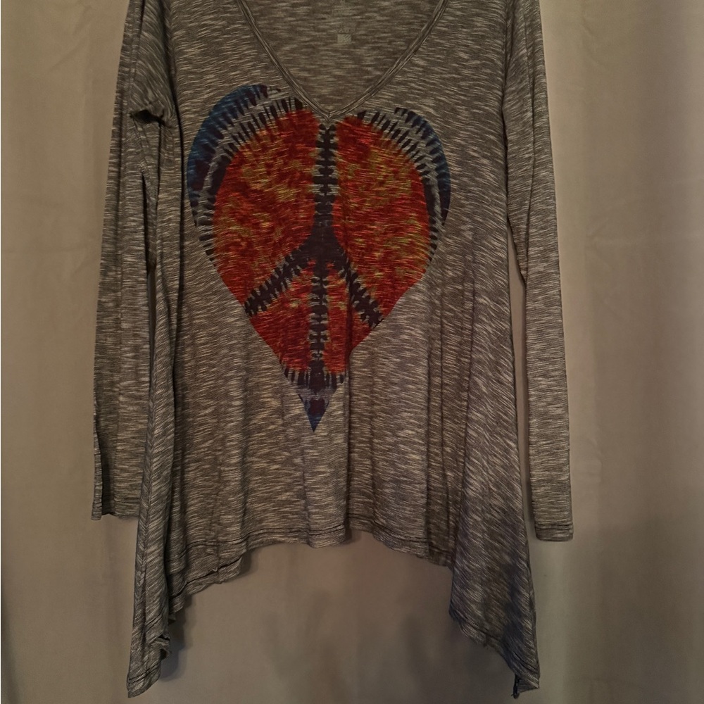 Go Couture Gray Long Sleeve with Peace Design